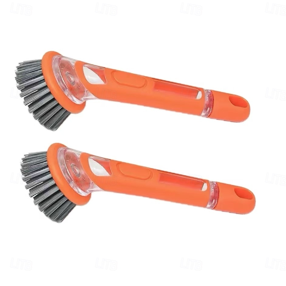 2pcs Dishwashing Brush with Soap Dispenser, Ergonomic Long Handle Green Scrub Brush, Replaceable Head, Multi-Color, for Pots, Pans, Sink Cleaning, Essential Kitchen Tool 2025 - $15.49 –P9