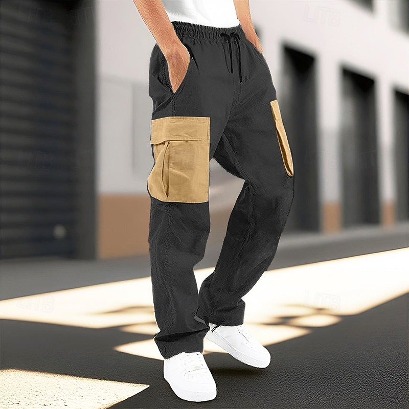 Voor heren Cargohosen Broek Elastische taille Trekkoord Meerdere zakken Kleurenblok Draagbaar Buiten Dagelijks Kamperen&Wandelen Modieus Klassiek Wit Wijn 2025 - $24.99 –P4