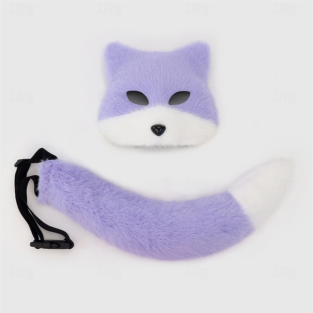 Realistinen ketunaamio ja karvainen häntä – cosplay-asusteet, eläinnaamio ja häntä halloweeniin, juhliin ja lavaesiintymisiin 2025 - $29.99 –P7