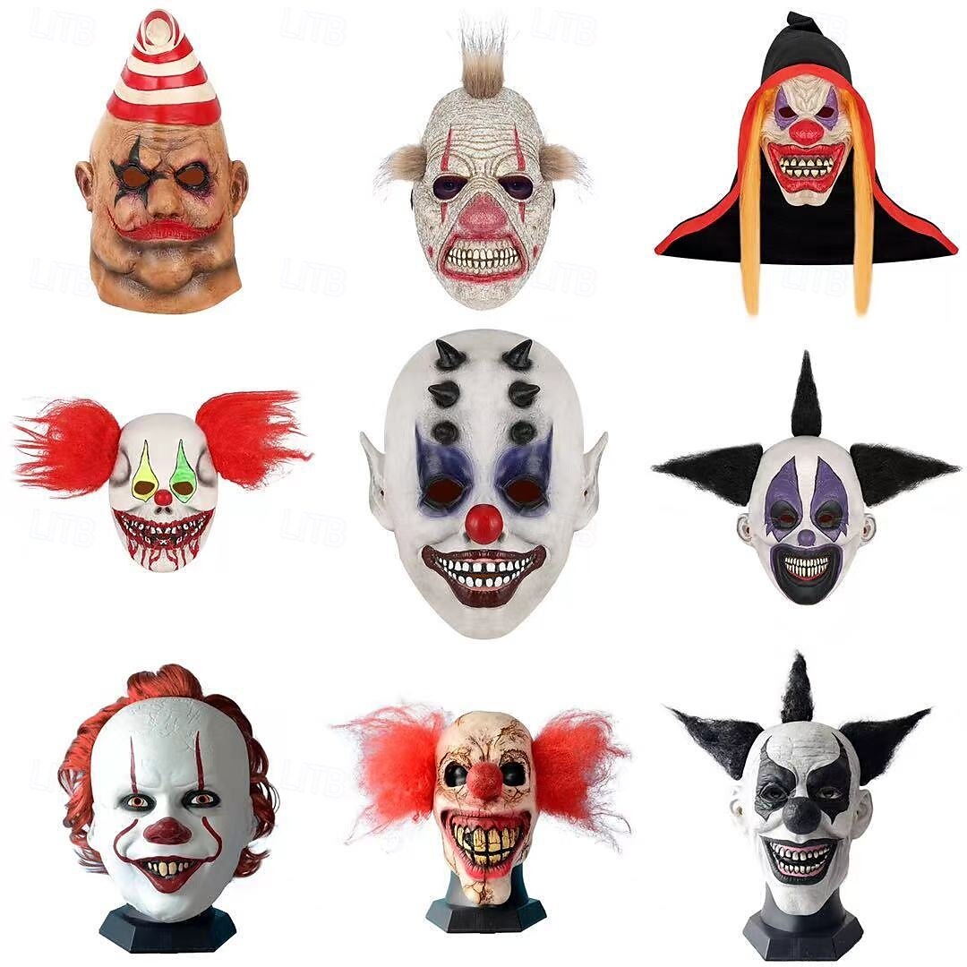 Maschera di Halloween, cuffia in lattice, cuffia da clown, maschera sorridente, faccia da fantasma, performance, bar, palla, cosplay, accessorio del 2025 a $26.99 –P13