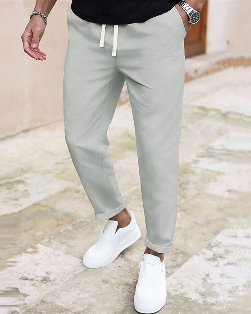 Pánské Upnuté Kalhoty Kalhoty chinos Šňůrky Kapsy Bez vzoru Pohodlné Po kotníky Denní Obchod Práce Módní Klasický styl Vodní modrá Černá Lehce elastické 2026 - $18.99 –P20