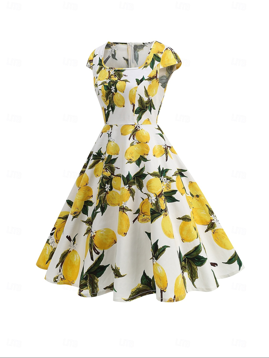 Retro Vintage 1950er Rockabilly Midlänge Swing-Kleid Ausgestelltes Kleid Kappe Blumen Frucht A-Linie Quadrathals Damen Karneval Urlaub Alltagskleidung Retro-Mottoparty Erwachsene Kleid Frühling 2025 - $35.99 –P14