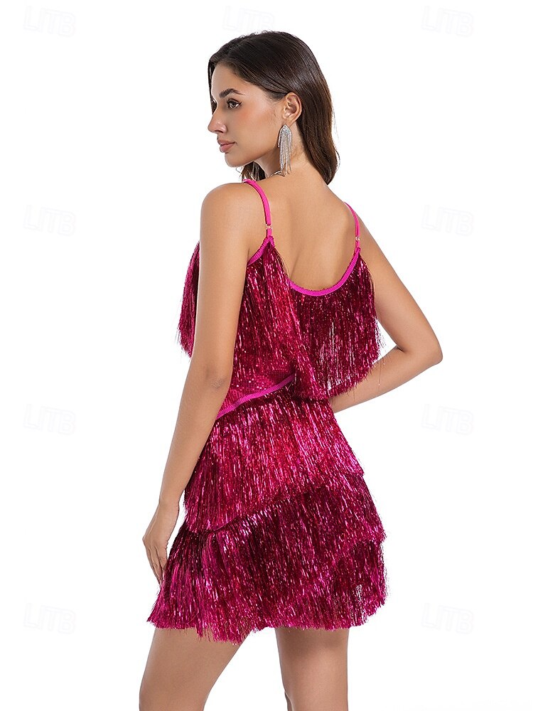 Retro Vintage Goldene Zwanziger 1920er Mini Flapper Kleid Der große Gatsby Flapper-Mädchen Pailletten Fransen V Ausschnitt Damen Weihnachten Halloween Karneval Hochzeit Abendgesellschaft Maskerade 2025 - $41.99 –P2