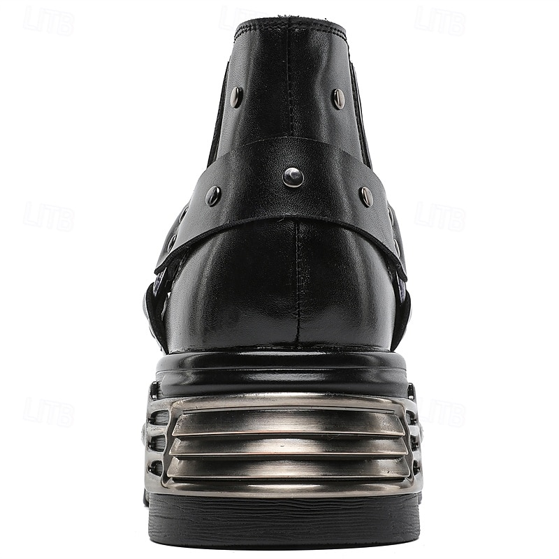 Per uomo Stivali Stivali da biker Camminata Vintage Casual Britannico Microfibra Confortevole Antiscivolo Caldo Stivaletti Mocassino Fascia Elastica Nero Argento Autunno Inverno del 2026 a $99.99 –P4