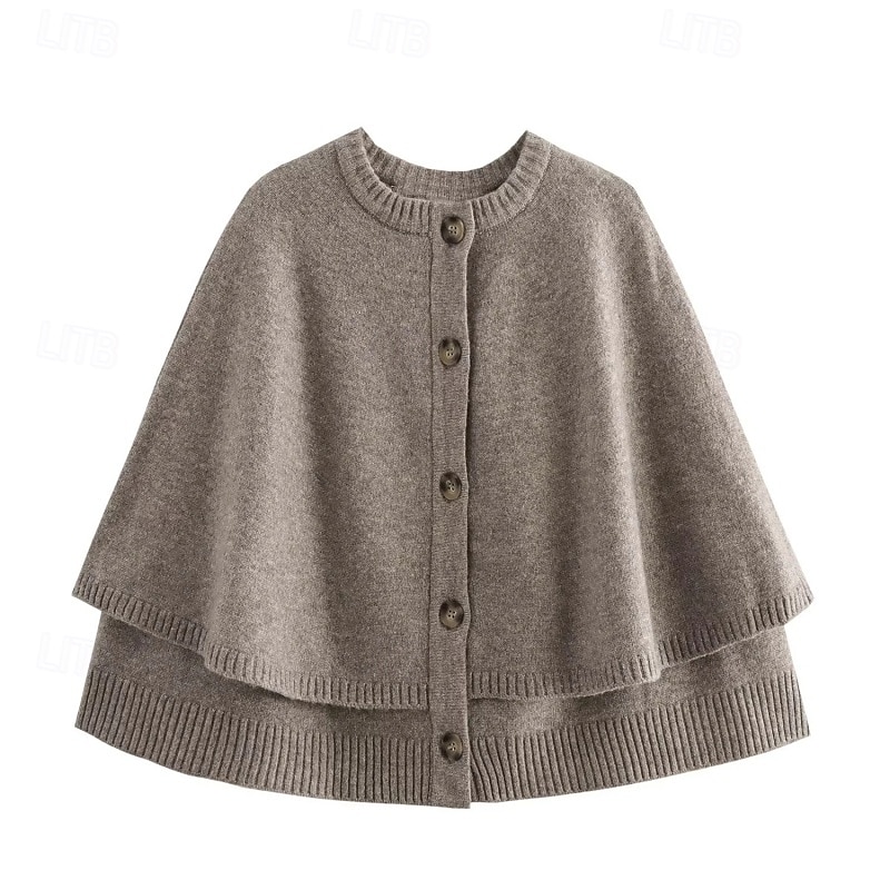 Damen Kappe Mode Lässig Weich Einfarbig Gerippt Rundhalsausschnitt Knöpfe Gestrickt Langarm Normale Oberteile Stricken Outdoor Täglich Wochenende Schwarz Weiß Herbst Winter 2025 - $47.99 –P1