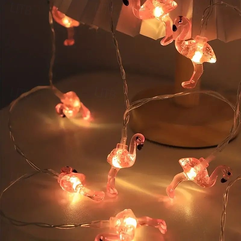 Luci a stringa estive per spiaggia tropicale Hawaii, 3 m, 20 LED, cactus, fenicotteri, bromeliacee, palme, a batteria, per decorazioni per feste in spiaggia, piscina tropicale del 2025 a $12.99 –P7