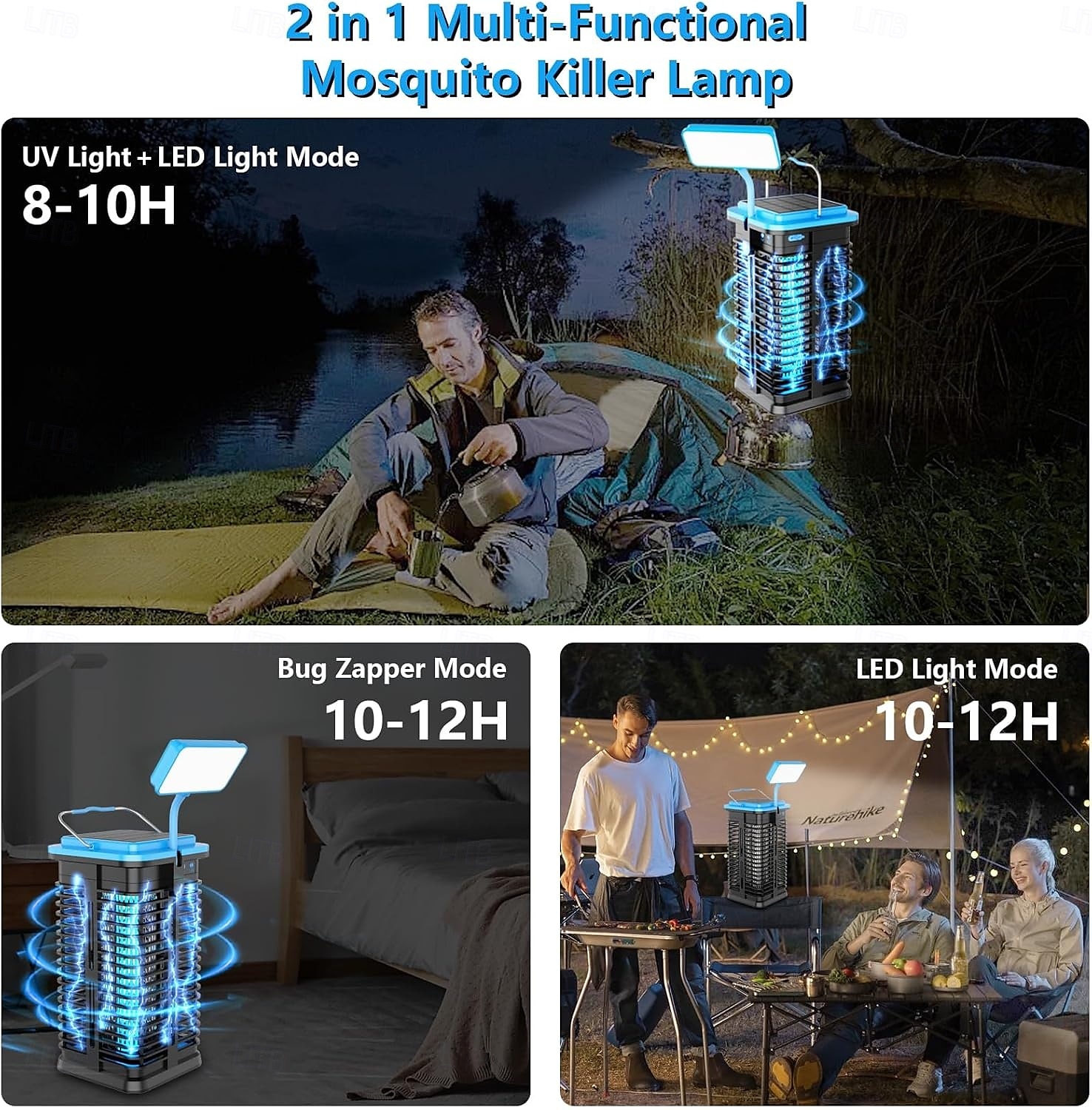 Lampe anti-moustiques électrique solaire, piège à insectes rechargeable par USB, piège à mouches étanche 4200 V, piège à moustiques, lumière UV non toxique pour une utilisation intérieure et de 2025 ? $54.99 –P4