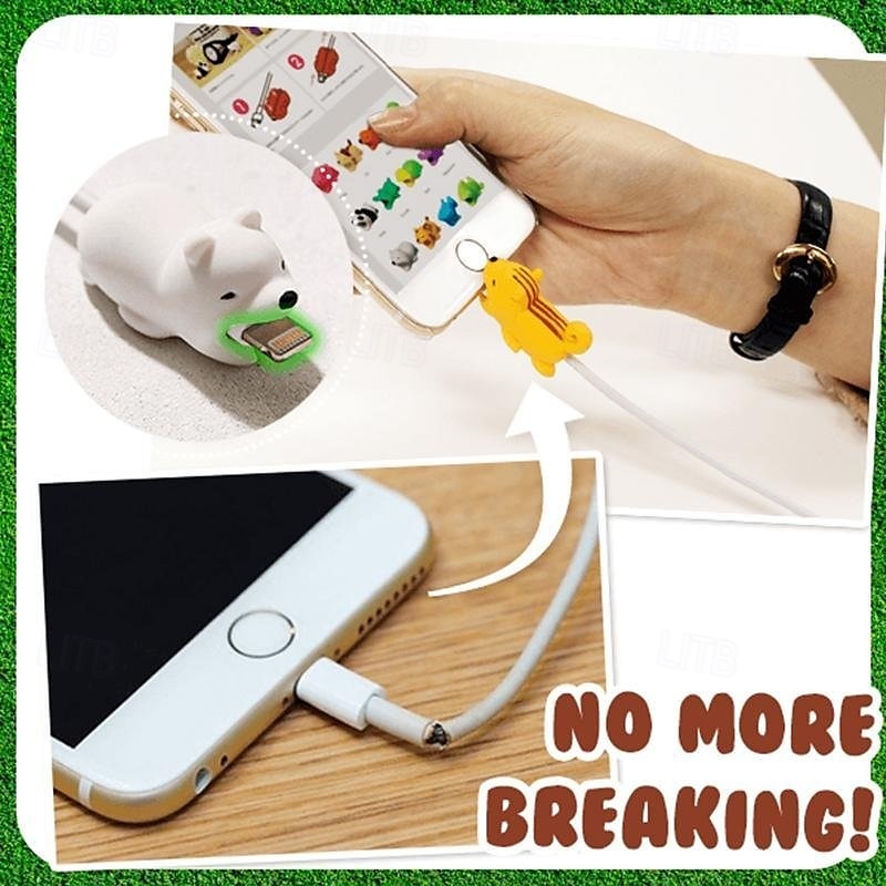 5pcs Animal Bite Cable Protectors Cute Cartoon Animal Wire Covers for Phone Charger Cord Protection Decorative Silicone Cable Saver for iPhone USB Data Cables 2025 - $10.99 –P2