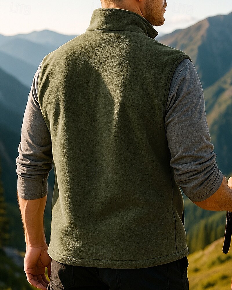 Herren Fleeceweste Ärmellos Weste Außen Thermowarm Winter Vollreißverschluss Polyester Armeegrün Jagd Angeln Klettern 2025 - $21.99 –P3