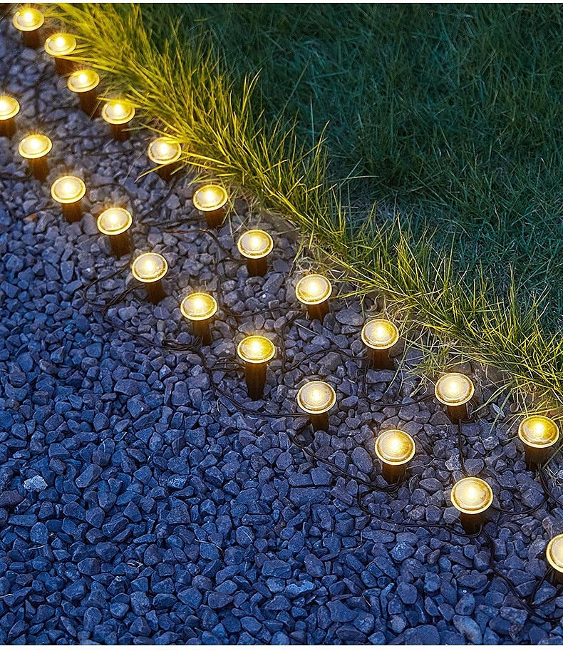 napelemes vezetőoszlopos talajlámpák 15/30 db-os lapos napelemes lámpák kültéri, vízálló napelemes korongos tájvilágítás kerti ösvényre, falra, lépcsőkre, teraszokra, udvarra, gyepre, járdára (meleg 2026 - $20.99 –P4