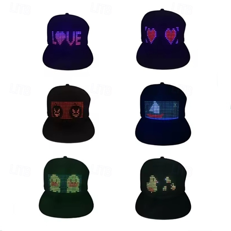 Casquette intelligente Bluetooth multilingue à LED, chapeau Bluetooth personnalisé, application mobile, contrôle, édition, affichage LED, chapeau, lampe LED, mot de 2025 ? $36.99 –P4