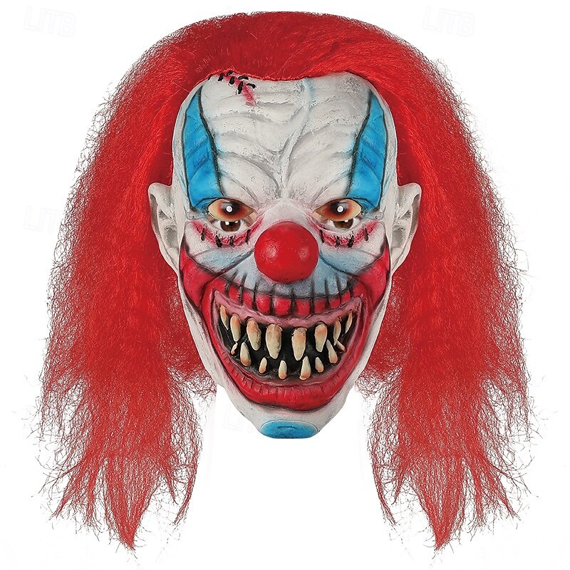 Maschera di Halloween, cuffia in lattice, cuffia da clown, maschera sorridente, faccia da fantasma, performance, bar, palla, cosplay, accessorio del 2025 a $26.99 –P6