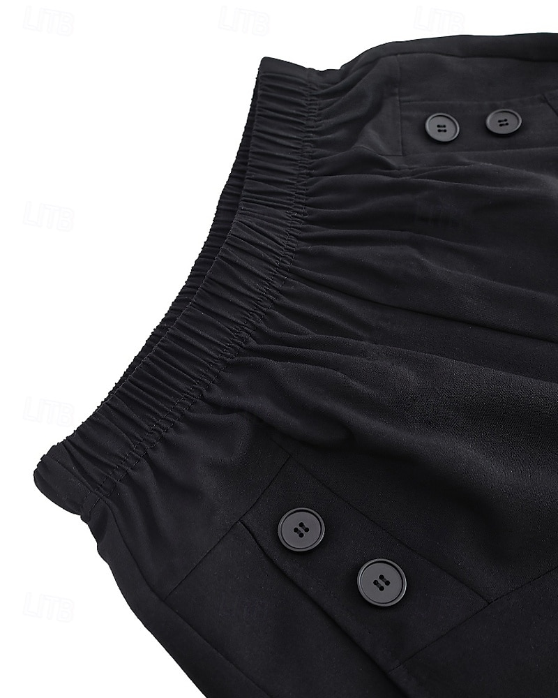 Per donna Pantaloni Eleganti Streetwear Casual Lunghezza intera Naturale Semplice Tasca Elastico in vita Comodo Formale Ufficio Affari Nero Autunno Vestibilità regolare del 2025 a $19.99 –P4