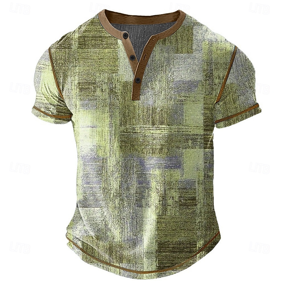 Per uomo Grafico Astratto Maglia Henley Maglietta a nido d'ape Manica Corta Quotidiano Classico Retrò Vintage Casuale Sport all'Aperto Ferie Primavera & Estate Tutte le stagioni Blu Marrone Scuro del 2026 a $28.99 –P3
