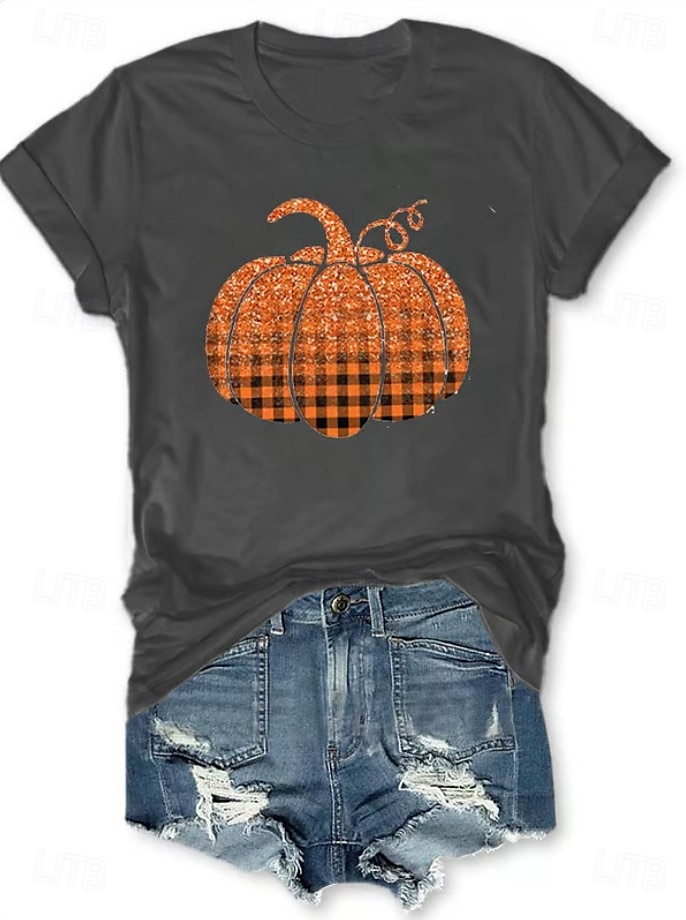 Halloween Femmes T-shirt Graphique Halloween ancien Élégant Classique Manche Courte Col ras du cou Col rond Hauts Réguliers Quotidien Week-end Imprimé Noir Blanche Jaune Rose Claire Rouge Été Automne de 2025 ? $19.99 –P6