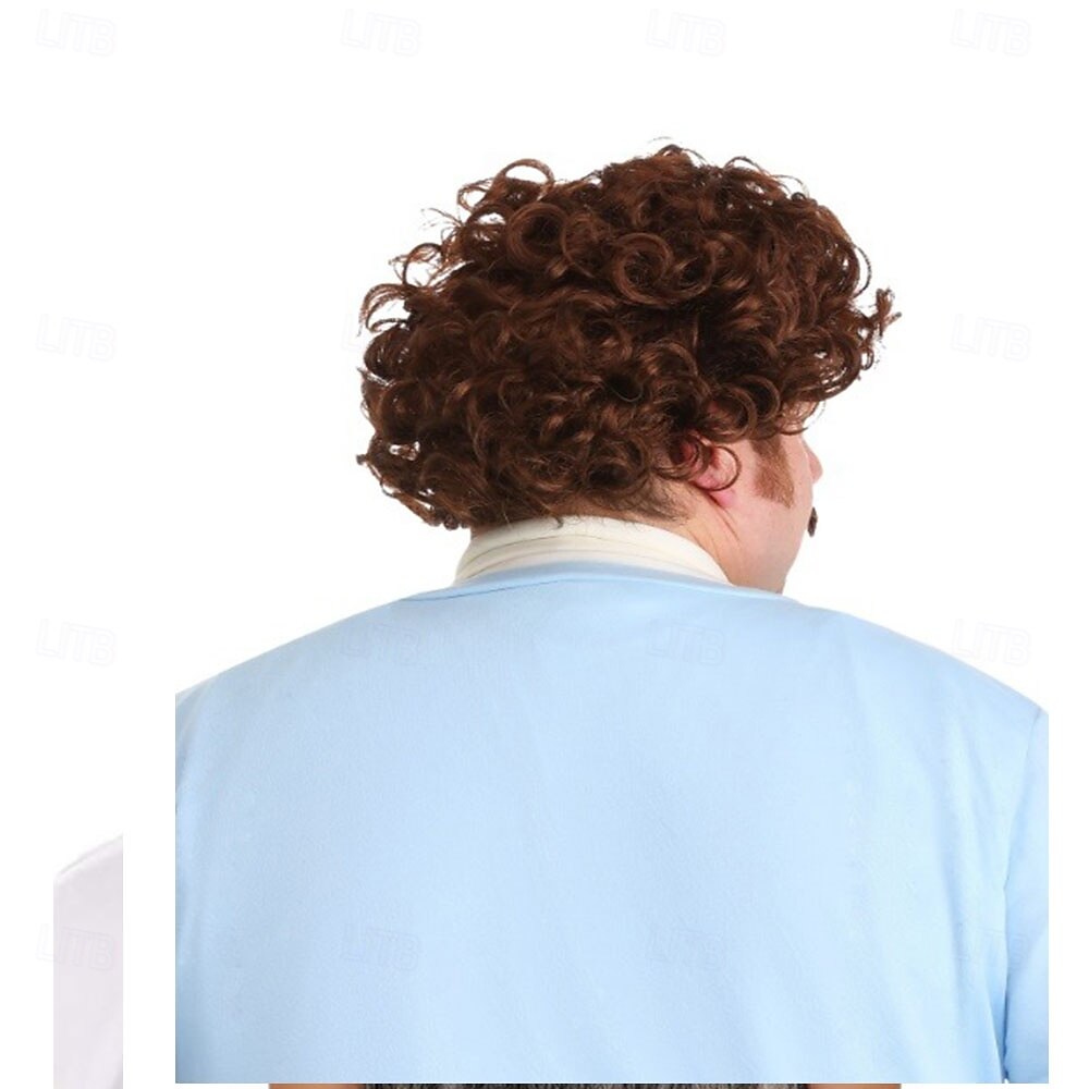 Nacho Libre Perücke für Erwachsene &Schnurrbart-Set – Kunsthaarperücke und Schnurrbart für Halloween, Cosplay &Themenpartys 2025 - $24.99 –P2