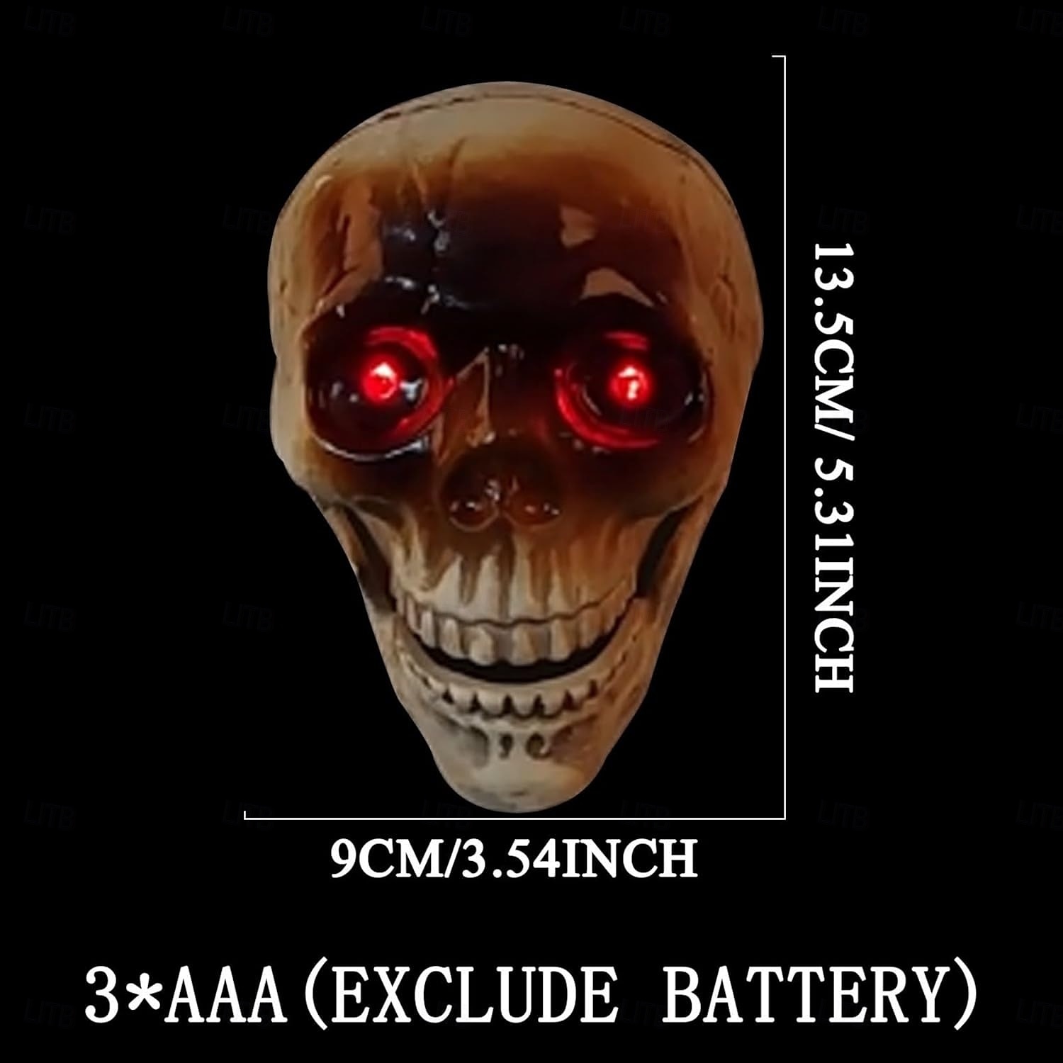 2025年 ハロウィーンの電動スカルヘッド。サウンドコントロールセンサーが光り、怖い口が開いていて、いたずらや飾りとして吊り下げられます。  コレクション – $18.99 –P8
