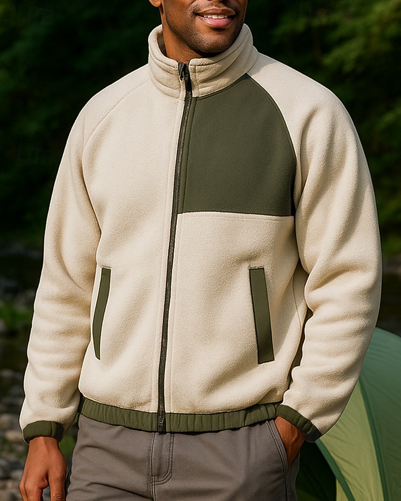 Per uomo Giacca da esterno Giacca da escursionismo Giacca in Pile Inverno All'aperto Patchwork Termico Caldo Top Nero Bianco Cachi del 2025 a $39.99 –P3