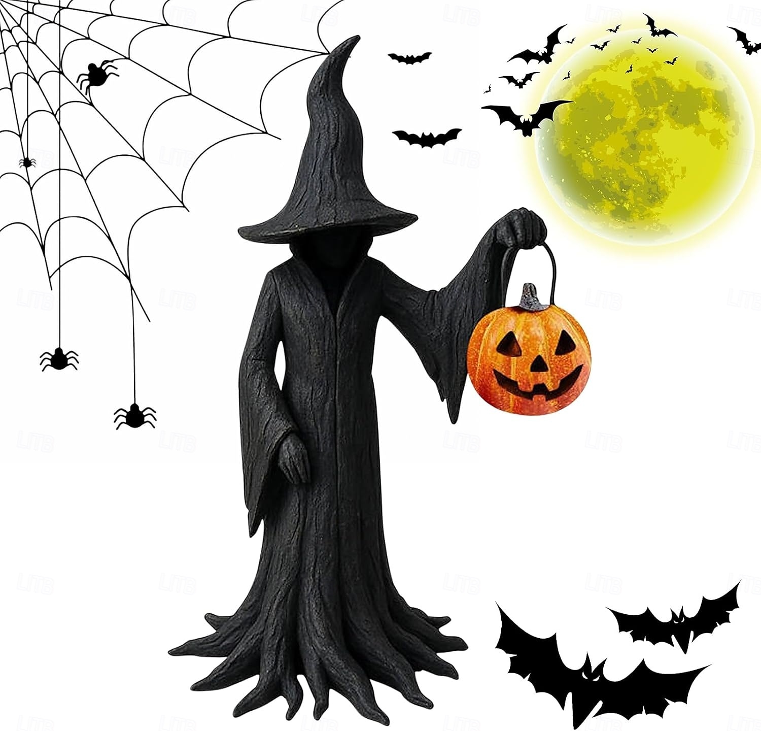 2025年 ハロウィン魔女像 樹脂製魔女 神秘的な像 装飾品 ゴシック魔女 カボチャのフィギュアを持つ 寝室 リビングルーム キッチン デスクトップ用ホームデコレーション  コレクション – $24.99 –P11