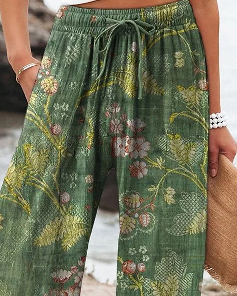 Per donna Gamba larga Pantaloni Pantaloni Palazzo Moda Boho Lunghezza intera Vita Alta Fiore Elastico in vita Coulisse Stampato Traspirabilità Confortevole Streetwear Abbigliamento quotidiano Uscire del 2025 a $22.99 –P2