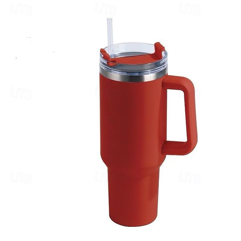 copo de canudo de aço inoxidável reutilizável, garrafa térmica com isolamento a vácuo de parede dupla de 40 onças com alça e canudo, copo térmico de qualidade alimentar para bebidas quentes e frias de 2025 por $20.99 –P12