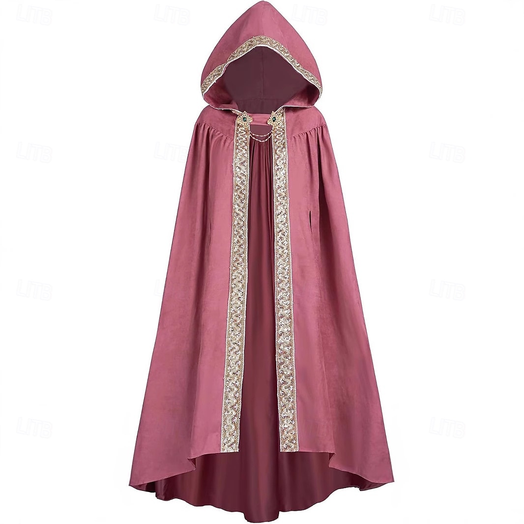 Retro Středověké Renesanční Pláštěnka Přehoz plášť s kapucí Upír Unisex Keltské Fantazie předvečer Všech svatých Karneval Výkon LARP Dospělí Přehoz Celý rok 2025 - $34.99 –P4