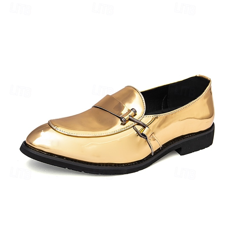 herresko i skinnende gull – metalliske slip-on-sko til bryllup, kveldsgallaer og forestillinger 2026 - $59.99 –P2
