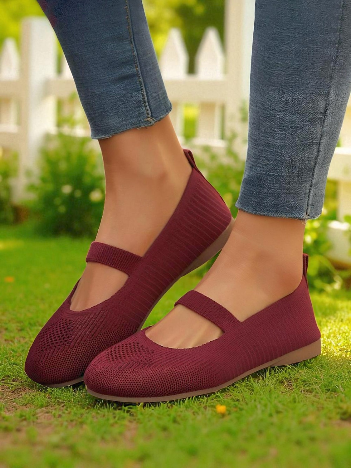 női széles orrú, flyknit Mary Jane lapos sarkú cipő – kényelmes, lélegző, hétköznapi viseletre, kerti sétákra és hosszú állásidőre 2025 - $19.99 –P4