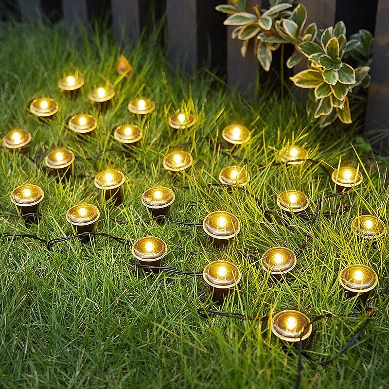 napelemes vezetőoszlopos talajlámpák 15/30 db-os lapos napelemes lámpák kültéri, vízálló napelemes korongos tájvilágítás kerti ösvényre, falra, lépcsőkre, teraszokra, udvarra, gyepre, járdára (meleg 2026 - $20.99 –P3