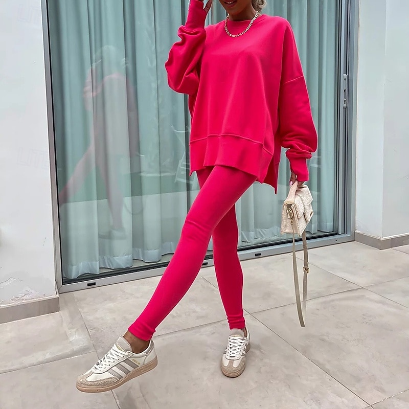 Dámské Tepláková souprava Mikina s kapucí Legíny na běhání Rozparek Jednobarevné Celotělové oblečení Jaro Podzim Černá Růžová Tělocvična Výcivk Běh Vysoký pas Větruvzdorné Lehká váha Odvod vlhkosti 2026 - $34.99 –P14