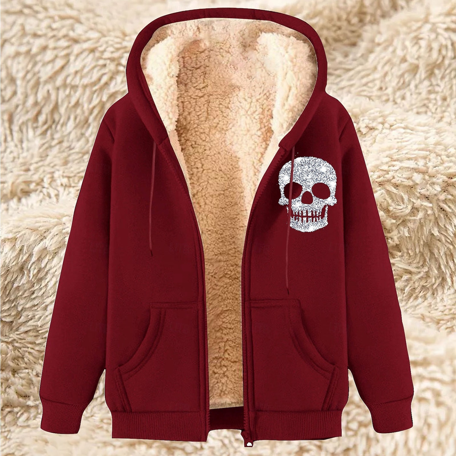 Homens Full Zip Hoodie Moletom com zíper Casaco de lã Moletom de lã Adamascado Preto Vinho Vermelho Azul Com Capuz Caveiras Tecido Estampas Abstratas Zíper Bolsos Desportos e Ar livre Casual Diário de 2025 por $23.99 –P6