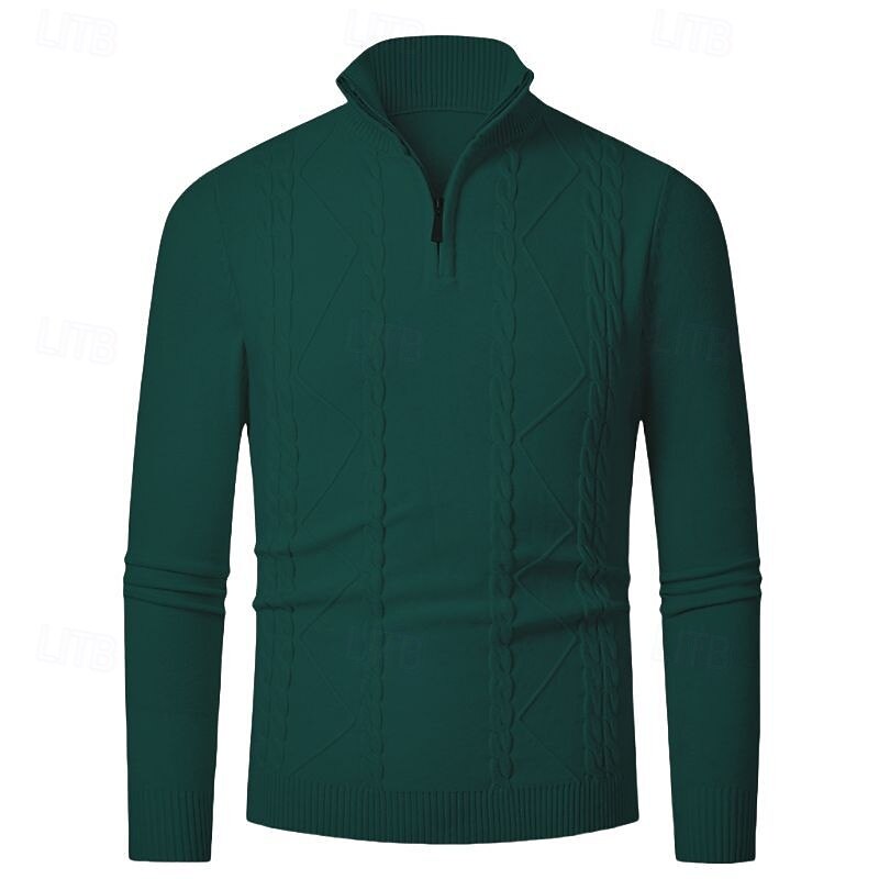 Herren Pullover Pullover mit Viertelreißverschluss Strickpullover Zopfmuster Stricken Normale Oberteile Gestrickt Einfach Viertelreißverschluss Mode Lässig Urlaub Alltagskleidung Bekleidung Herbst 2025 - $22.99 –P15