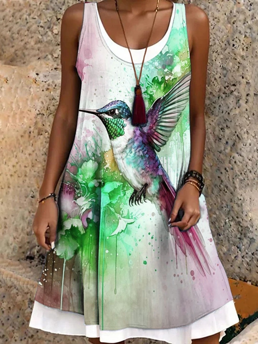 Damen Minikleid Sommerkleid A Linie Kleid Schulterfreies Kleid Urlaub Lässig Boho Täglich Lässiger Schnitt Grafik Tiermotiv Ärmellos Rundhalsausschnitt Purpur Orange Grün Sommer Frühling Herbst 2025 - $24.99 –P3