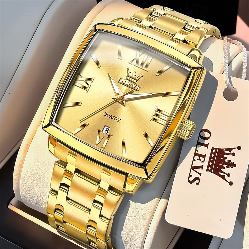 A new OLEVS square men's business watch with luminous calendar waterproof casual quartz watch fashionable and trendy men's sports wristwatch 2026 - $35.99 –P9