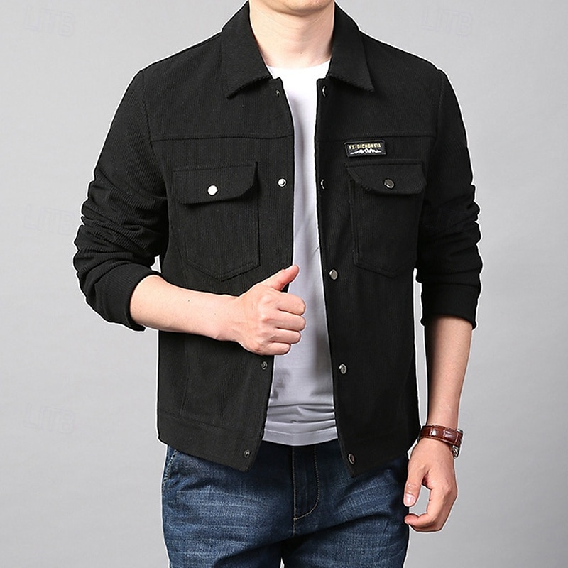 Per uomo Giacca Leggera Giacca in Velluto a Coste Giacca Cargo Giacca Casual Vacanza Quotidiano Caldo Tasca Primavera Autunno Semplice Moda Classico Bavero Regolare Nero Verde Cachi Giacca del 2025 a $58.99 –P7