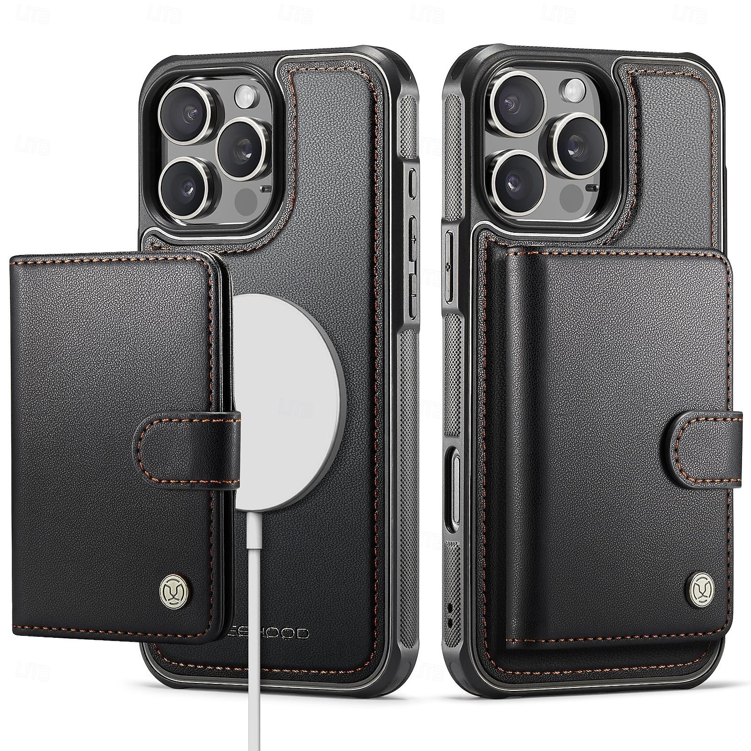 2025年 電話 ケース 用途 iPhone 16 Pro Max プラス iPhone 15 14 Pro Max Plus iPhone 16e バックカバー スタンド付き 磁石バックル ワイヤレス充電をサポート レトロ風 TPU PUレザー コレクション – $17.99 –P2