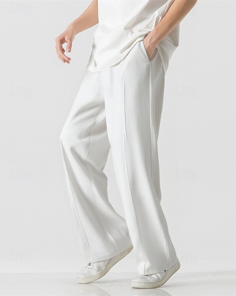 Per uomo Pantaloni in cotone e lino Pantaloni Pantaloni della tuta a gamba dritta Tasca Elastico in vita Coulisse Semplice Comodità Sport all'Aperto Quotidiano Moda Casual Nero Bianco Micro-elastico del 2025 a $18.99 –P1