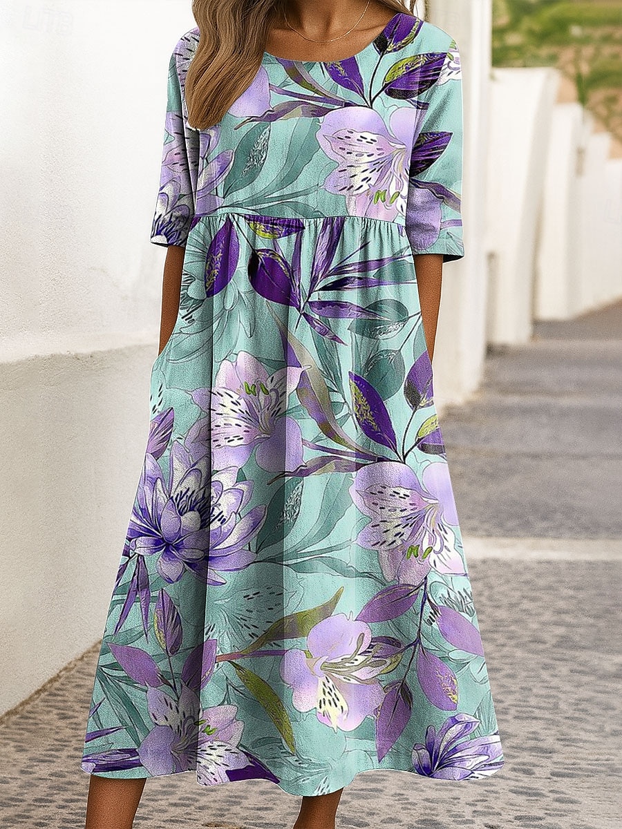 Femmes Robe Midi Robe Décontractée Robe trapèze Robe d'été Vacances Occasionnel Fête Coupe Ample Fleuri Graphique Demi Manches Col ras du cou Jaune Rose Claire Bleu Vert Été Printemps de 2025 ? $31.99 –P4