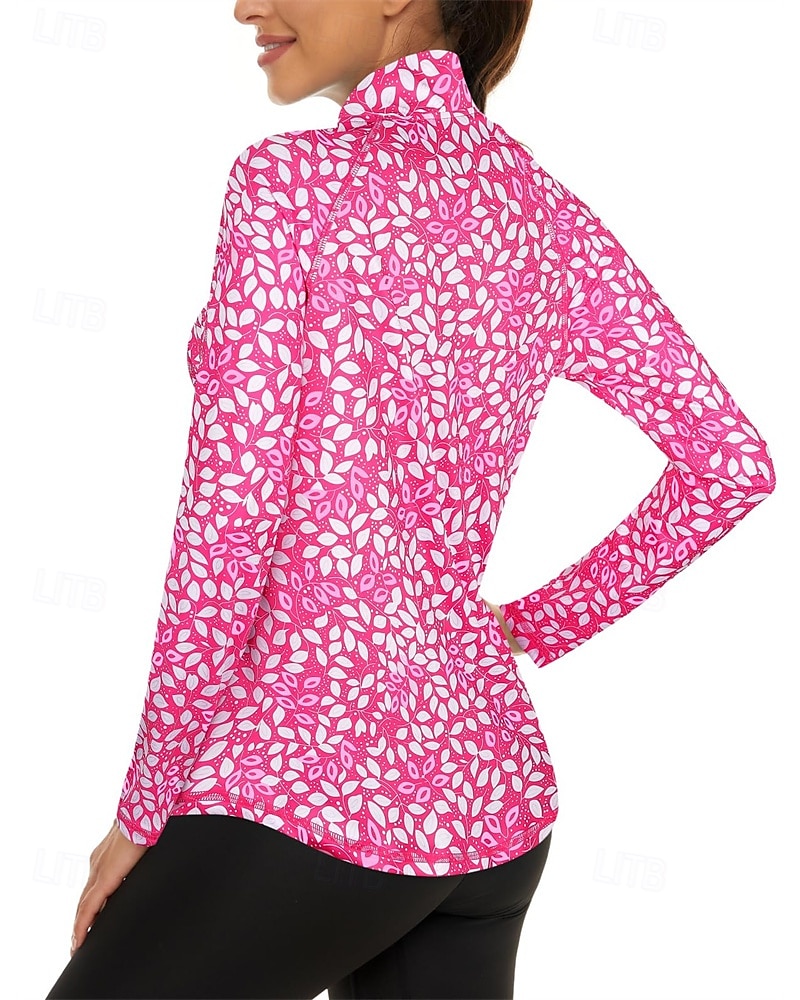 Γυναικεία Άνθινο Φανέλα POLO Πουκάμισο τένις Μακρυμάνικο Στάμπα Τρίμηνο φερμουάρ Pullover Προστασία UV Ελαστικό Αναπνέει Τέννις Γκολφ Pickleball Γιακά με φερμουάρ Πουκάμισο Polo Ροζ Μπλε Γκρίζο 2025 - $28.99 –P5