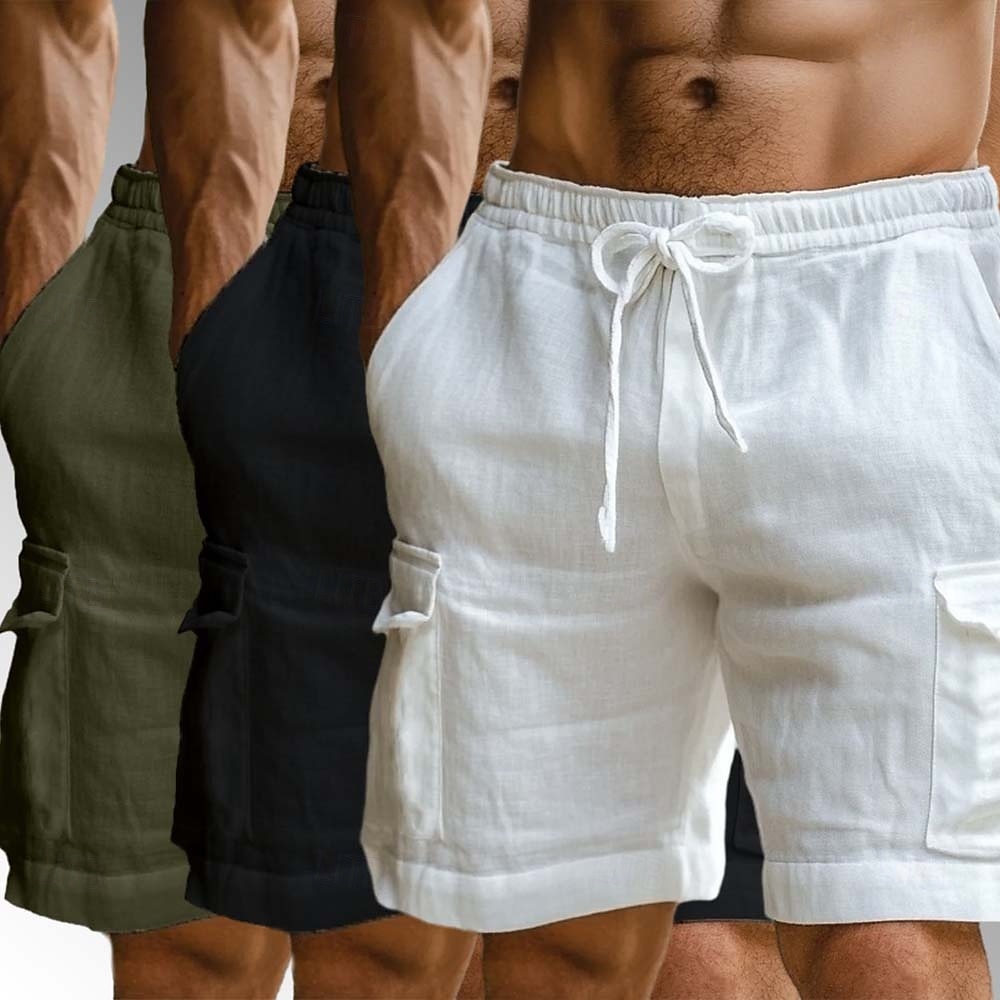 Per uomo Pantaloncini cargo Shorts di Lino Pantaloncini Estivi Shorts da Spiaggia Elastico in vita Coulisse Multi-tasche Semplice Comodità Traspirante Lunghezza al ginocchio All'aperto Quotidiano del 2025 a $33.99 –P12