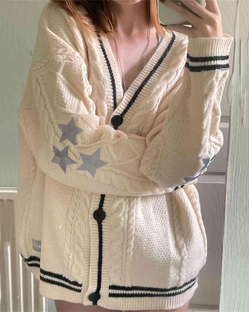 Pentru femei Pulover Bluza Modă Șic Stradă Zilnic Αστέρι Striat În V Tricotat Manșon Lung Topuri obișnuite Tricotat Concediu Ieșire Sfârșit de săptămână Negru Roșu-aprins Toamnă Iarnă 2025 - $25.99 –P1