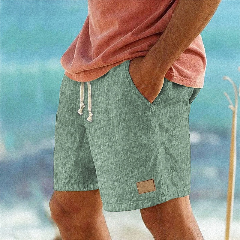 Men's Shorts Linen Shorts Summer Shorts Beach Shorts Drawstring Pocket Elastic Waist Plain Comfort Breathable Short Beach Vacation Holiday Hawaiian Boho Blue Black 2026 - $22.99 –P6