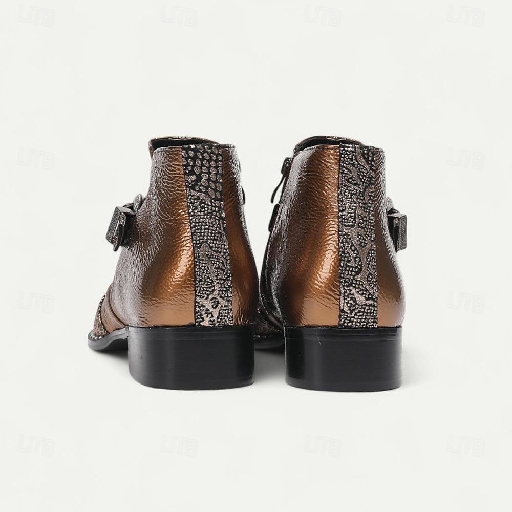 Men's Brown Snakeskin Boots - Luxury High-Quality Cowhide Ankle Boots for Stylish Men - Perfect for Formal Events, Night Out and Fashion Shows 2025 - $149.99 –P5