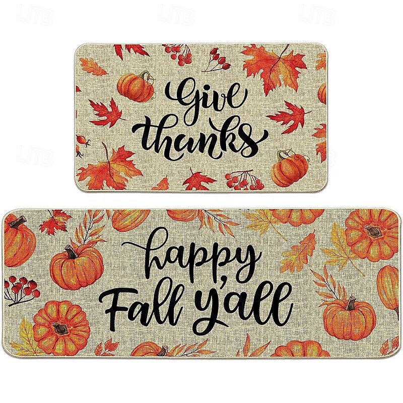 halloween &Thanksgiving sklisikker kjøkkenmatte - flekkbestandig krystallfløyelsteppe til badet &døråpning 2025 - $42.99 –P4