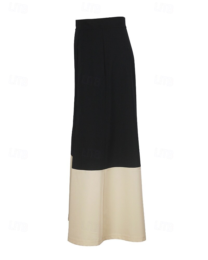 Per donna Gamba larga Moda Streetwear Lunghezza intera Naturale Blocco di colori Patchwork Elastico in vita Comodo All'aperto Vacanza Ferie Nero Autunno Vestibilità regolare del 2025 a $19.99 –P5