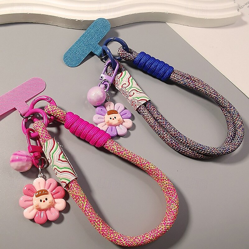 Corde courte imprimée pour téléphone portable, pendentif fleur, corde tissée courte à double usage, corde de suspension robuste pour voyage en plein air pour hommes et femmes de 2025 ? $6.99 –P5