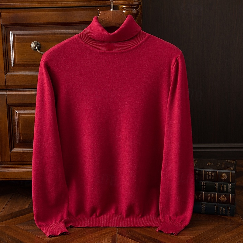 Men's Christmas Jumper Christmas Sweaters Holiday sweater Pullover Sweater Jumper Knit Sweater Ribbed Knit Regular Tops Knitted Plain Turtleneck Fashion Basic Vacation Daily Wear Clothing Apparel 2026 - $26.99 –P1