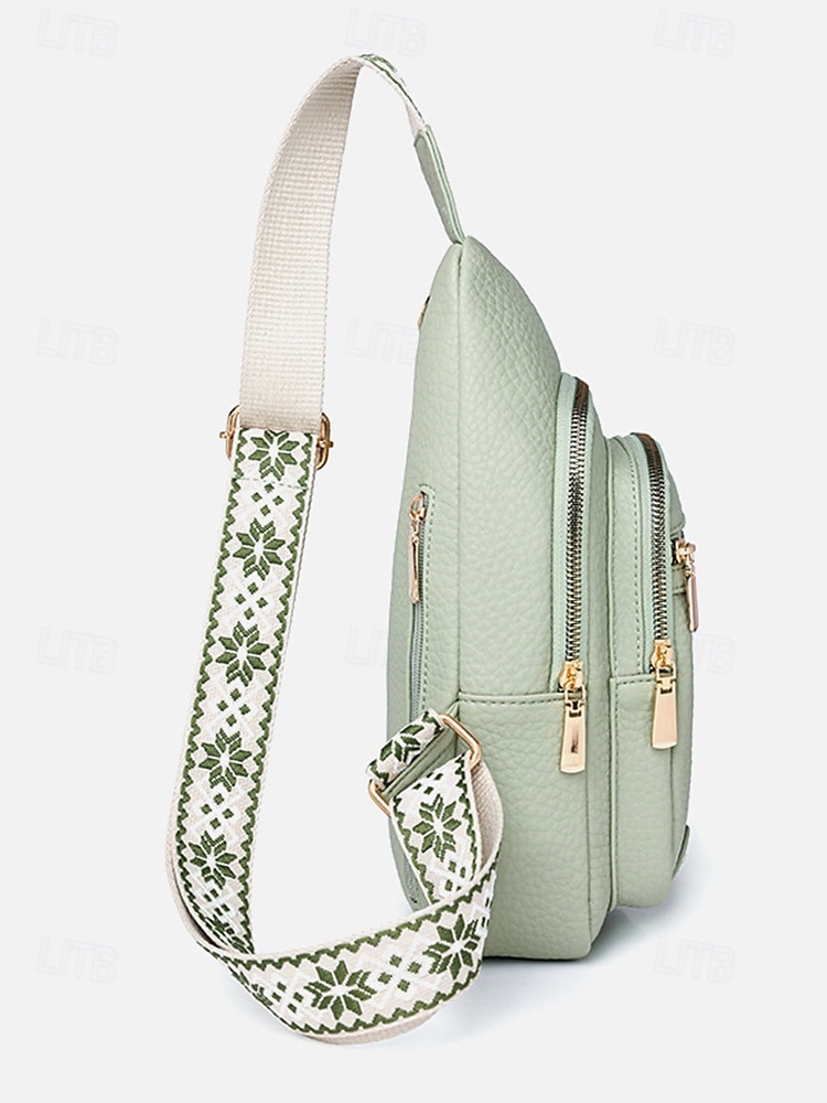 Dámská nepromokavá crossbody kabelka z umělé kůže - ležérní lehká crossbody kabelka s multifunkčními kapsami a širokým ramenním popruhem s etnickým vzorem, ideální na cestování, nakupování i každodenní nošení 2025 - $19.99 –P5