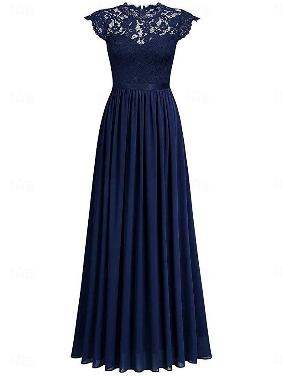 Pentru femei Rochie Lunga Rochie Maxi Rochie de dantela Rochie de Cocktail Rochie pentru invitata de nunta Șifon Elegant Modă Modern În aer liber Petrecere cu cocktail Fit regulat Simplu Manșon scurt 2025 - $27.99 –P13