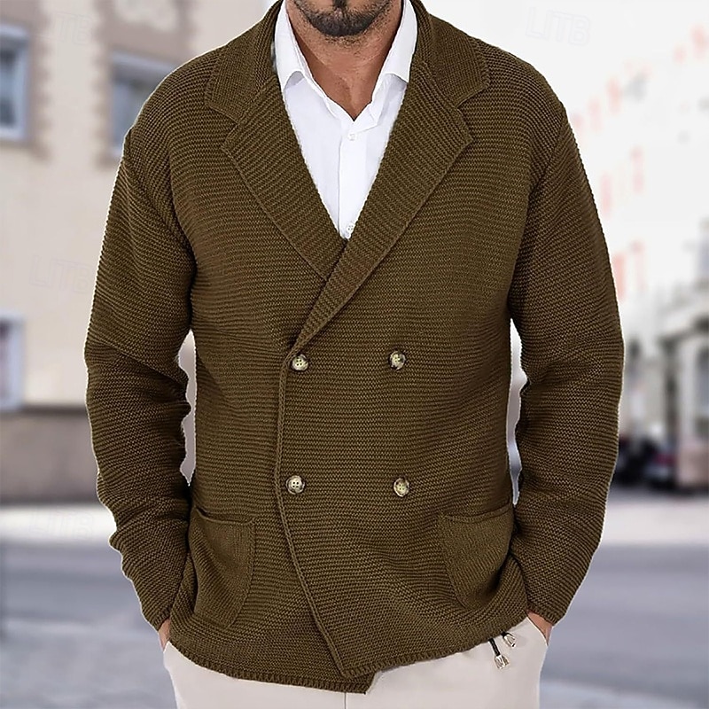 Per uomo Felpa Cardigan A Coste Maglia Top Regolari Lavorato a maglia Semplice Dentellato Moderno Contemporaneo Elegante casual Ufficio Casuale Abbigliamento Primavera & Autunno Nero Blu scuro S M L del 2025 a $41.99 –P2